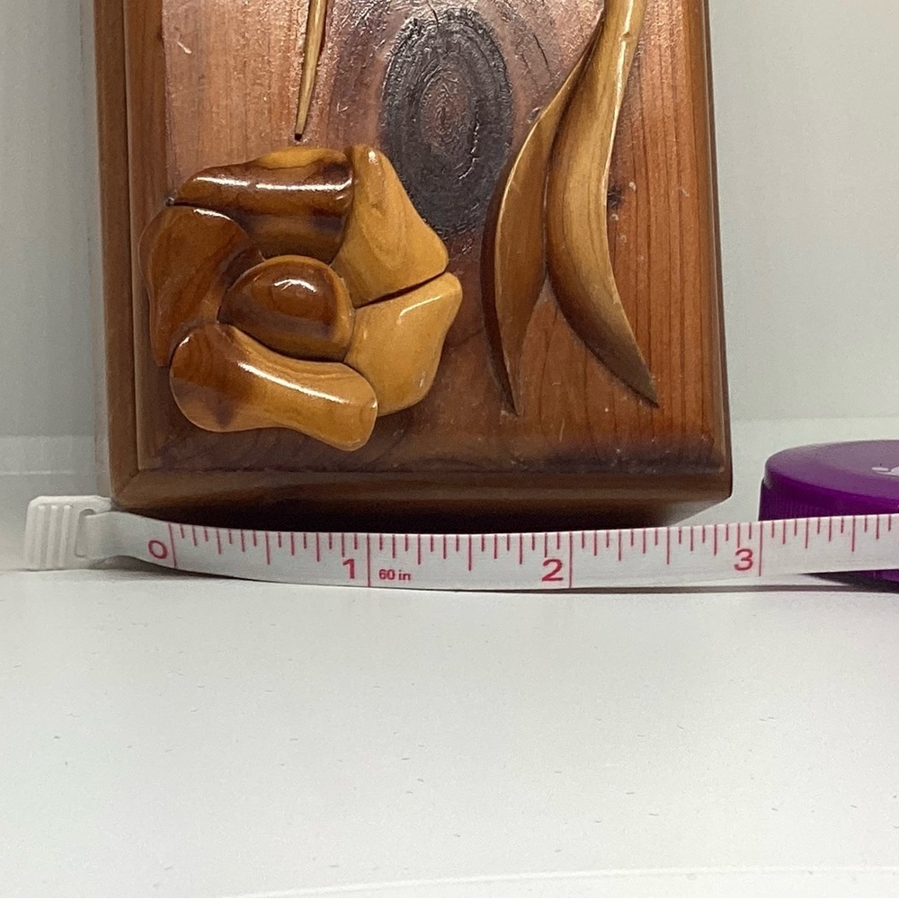 Rare❣️ Beautiful Wood Hummingbird Flower Trinket Storage Decorative Box Art - Picture 11 of 13